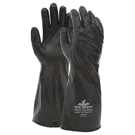 CP05 Chemical Resistant Gloves, Butyl, 14 in L, 5 mil, Black, S, 1 PR