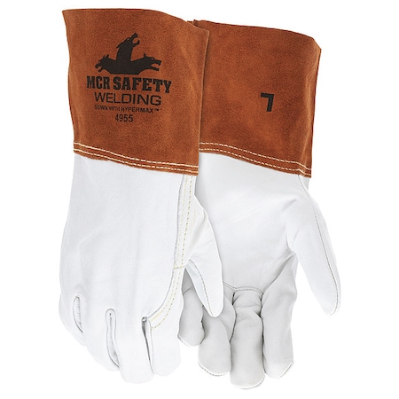 4955 Welding Leather Glove, Gauntlet Cuff, Wing Thumb, Premium Cowhide, XL, 12 PK