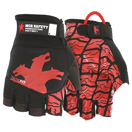 PD1901 Mechanics Gloves, Synthetic Leather Palm, Spandex Back, S, Black