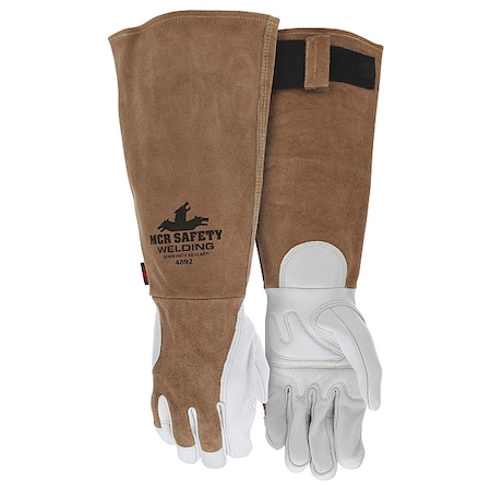 4892 Welding Leather Glove, Slip-On Cuff, Wing Thumb, Premium Goatskin, M, 1 PR