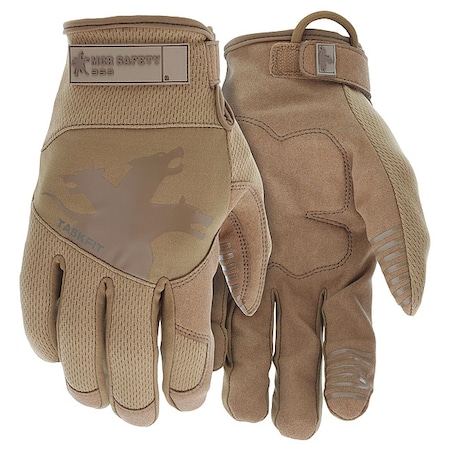 963 Mechanics Gloves, Synthetic Leather Palm, Nylon, Spandex Back, 2XL, Beige/Brown
