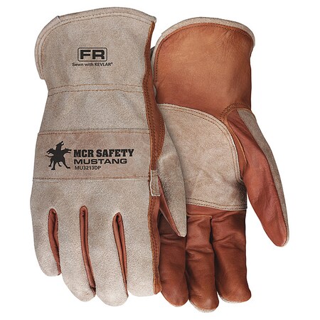 Leather Drivers Gloves, Cowhide ( Double Palm ), Shirred Slip-On, Keystone Thumb, Gray/Brown, 3XL
