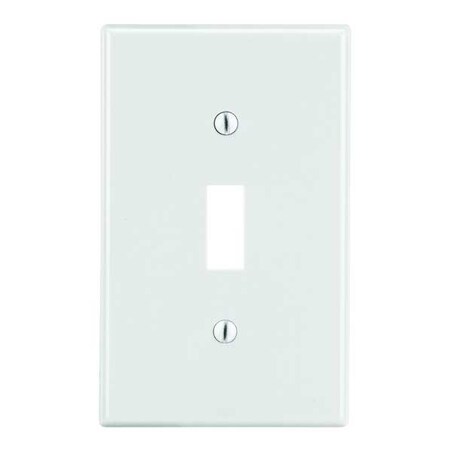 Toggle Switch Wall Plate, Number of Gangs: 1 Plastic, Satin Finish, White