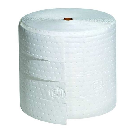 Sorbent Roll, 19 gal, 15 in x 150 ft, Oil, White, Polypropylene