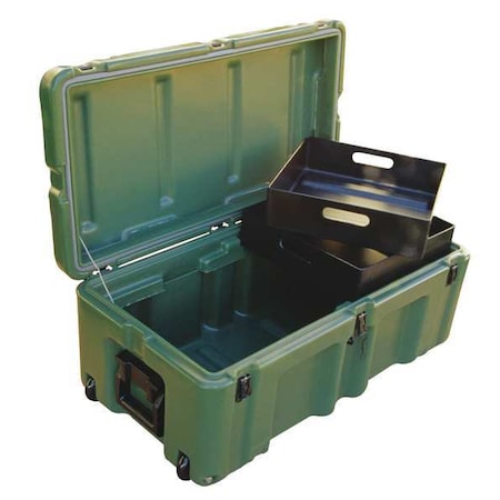 Stackable Storage Trunk W/ Lid, 20.9 gal, 17 in L x 33 in W x 14 in H, Green, Polyethylene