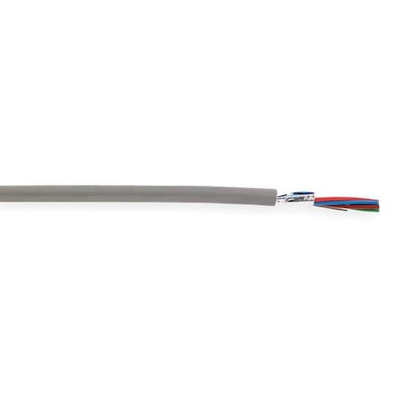 Communication Cable, 6 C, Gray, PVC, 100 ft.