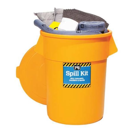 Spill Kit, 39 gal Volume Absorbed per Kit, 55 gal Capacity, Can, Yellow, 136