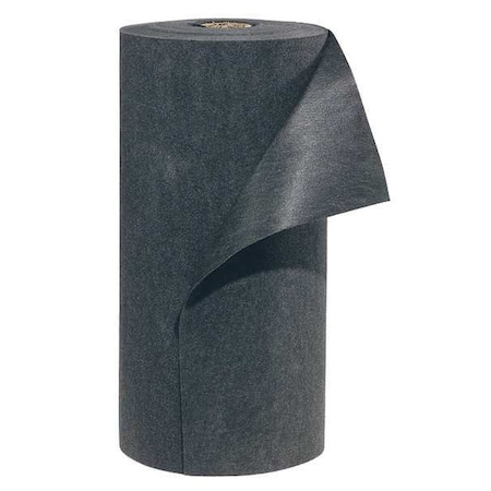 Sorbent Pad, 39 gal, 3 ft x 300 ft, Universal, Black, Polypropylene