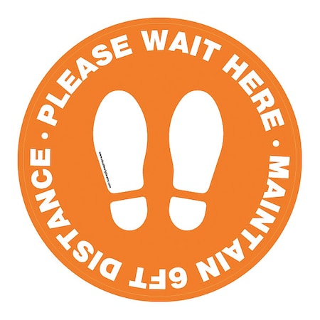 Social Distance Floor Sign, 12 in H, 12 in W, Vinyl, Circle, English, FS-12-906