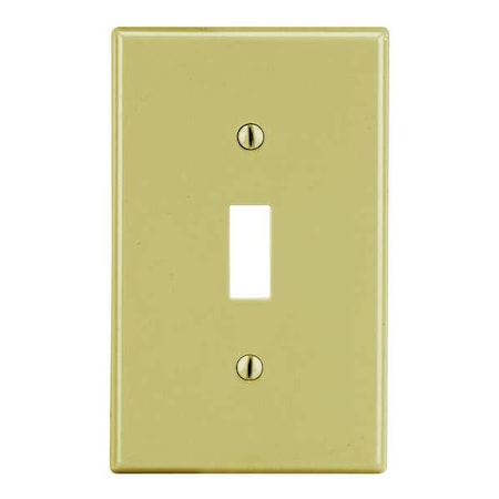 Toggle Switch Wall Plate, Number of Gangs: 1 Plastic, Satin Finish, Ivory