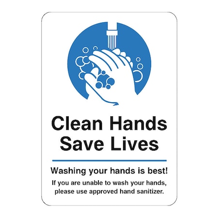 Hygiene Sign, 14 in Height, 10 in Width, Polystyrene, Rectangle, English