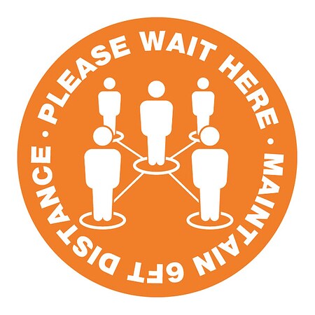 Social Distance Floor Sign, 12 in H, 12 in W, Vinyl, Circle, English, FS-12-905