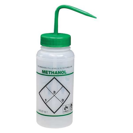 Wash Bottle,Std Spout,16oz,Methanol,PK6