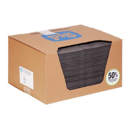 Sorbent Pad, 17 gal, 15 in x 20 in, Universal, Gray, Polypropylene