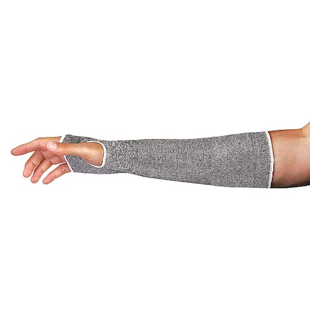 Cut-Resistant Sleeve, Cut Level A5,  Seamless Knit, 12 in Length, Thumbhole, Gray/White, XS,PR