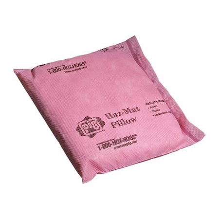 Sorbent Pillow, 4 gal, 8 in x 8 in, Harsh Chemicals, Pink, 20 PK