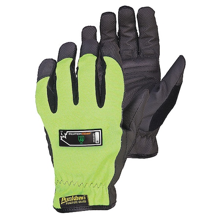 MXHV Mechanics Gloves, Synthetic Leather Palm, M, Black/Lime