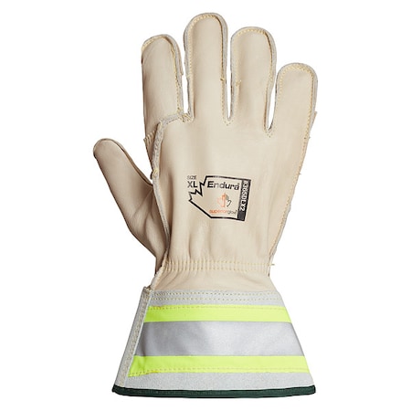 Leather Gloves, Horsehide, Gauntlet, White, L, 1 PR