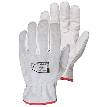 Leather Drivers Gloves, Safety, White, L, 12 PK