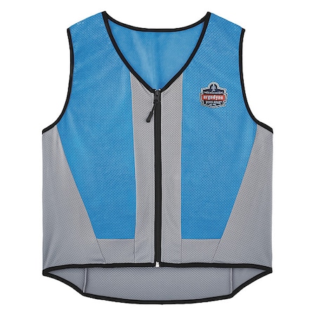 Cooling Vest, PVA, Evaporative, Up to 4 hr Max Cooling Time, Zipper Closure, 16 3/4 in Length, Blue