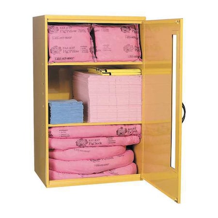 Spill Kit, 18 gal Volume Absorbed per Kit, Not Applicable Capacity, Wall Cabinet, Yellow, 159