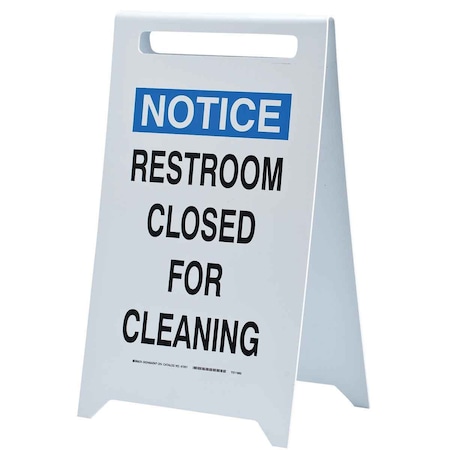 NoticeRestroom Closed For Cleaning, 20 in x 12 in, Rectangle, Plastic, 47251