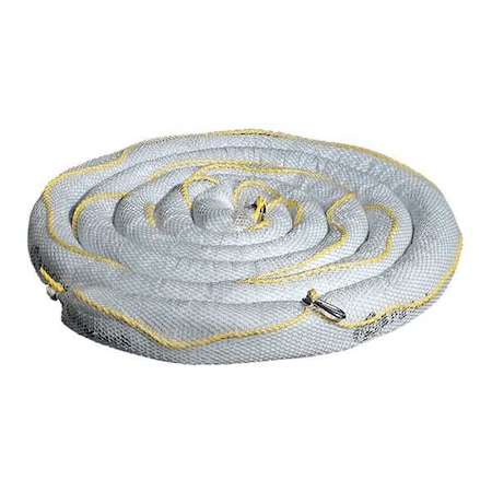 Sorbent Boom, 16 gal, 3 in x 20 ft, Oil, White, 4 PK
