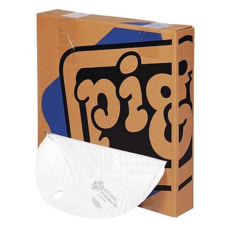Sorbent Pad, 7 gal, 22 in Dia., Oil, White, Polypropylene