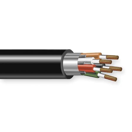 Portable Cord, SOOW, 12 AWG, 5 C, Black, Rubber, Stranded, 600V, Indoor/Outdoor, 50 ft