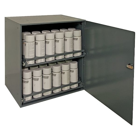 Shelving Aerosol Cabinet, 21-7/8 in H, 20-5/16 in W, 15-3/4 in D, Swing, Keyed, Gray, 2 Shelves
