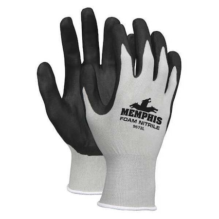 Coated Gloves, Nitrile, Foam, 3/4 Dip, 3 Abrasion Level, Gray, S 1 PR
