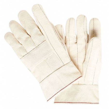 Heat Resistant Gloves, Cotton, 250 Degrees F Max Temp., Band Top Cuff White, L, 1 PR