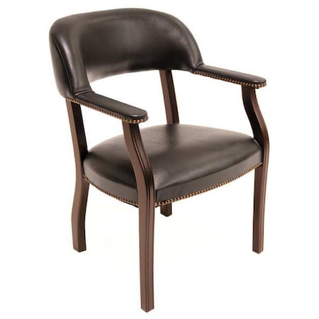 Ivy League Traditional, Black Seat, Black Back, 24 W 25 L 31 H, Fixed, Wood, Metal, Vinyl Seat