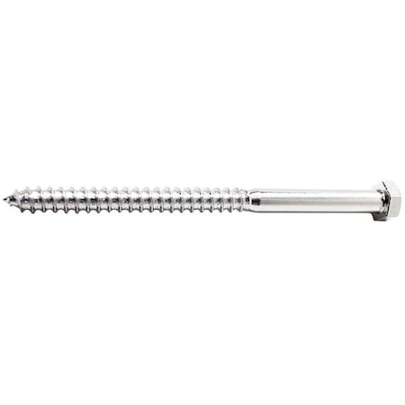 Lag Screw, 1/2 in, 6 in, 18-8 Stainless Steel, NL-19(SM) Hex External Hex Drive, 5 PK
