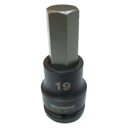 WESTWARD 3/4 in Drive Impact Socket Bit Standard Socket, Black Oxide, Impkt Skt Bt St,Steel,H19