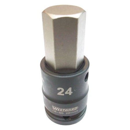 WESTWARD 3/4 in Drive Impact Socket Bit Standard Socket, Black Oxide, Impkt Skt Bt St,Steel,H24