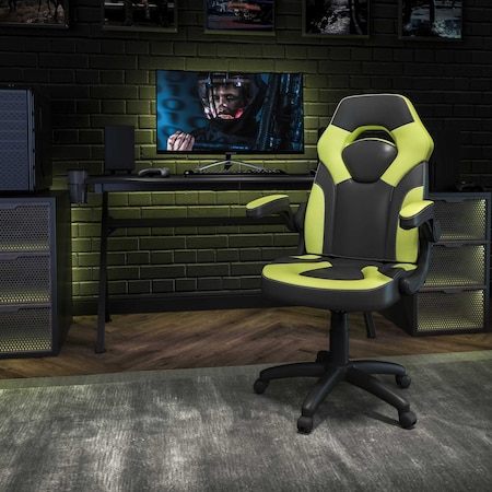 Gaming Chair, Padded Flip-up, Neon Green