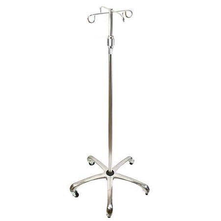 IV Pole, Aluminum, 1 in W, Silver, (4) Hooks