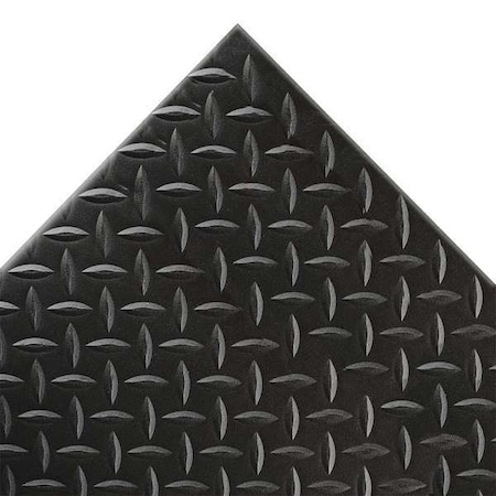 Antifatigue Mat, 4 ft. L x 3 ft. W, 1/2" Thickness, Closed Cell PVC Foam, Diamond Plate, Black