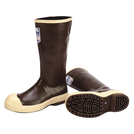Men's Rubber Boot, Steel Toe, Neoprene Upper, Neoprene Outsole, Pull On, Tan, 14 D