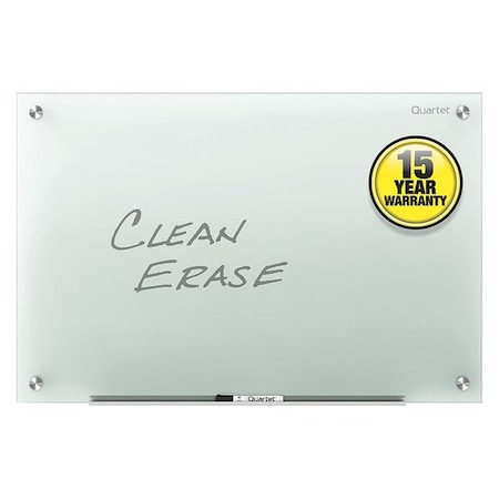 Dry Erase Board, Glass, 36 in, 48 in, No Frame Frame, Frosted White, Gloss