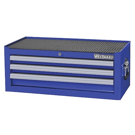 WESTWARD Intermediate Chest, 3-Drawers, Powder Coated Blue, 26.5" W x 17" D x 10.5" H