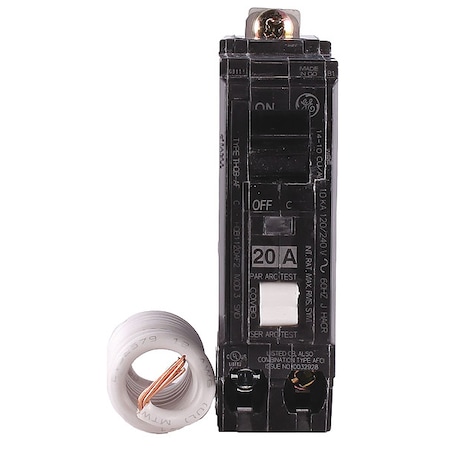 Miniature Circuit Breaker, THQB Series, 20A, 1 Pole, 120/240V AC, 10kA at 120/240V AC