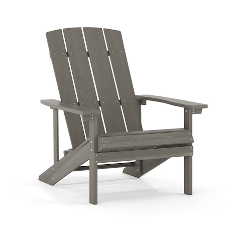 Charlestown Adirondack Chair, Grey Wood, Gray Seat, Wood Back, 29.5 W 35 H