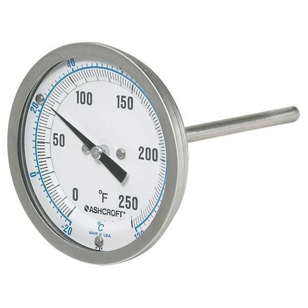 Dial Thermometer, Bi-Metallic, Back Conn.