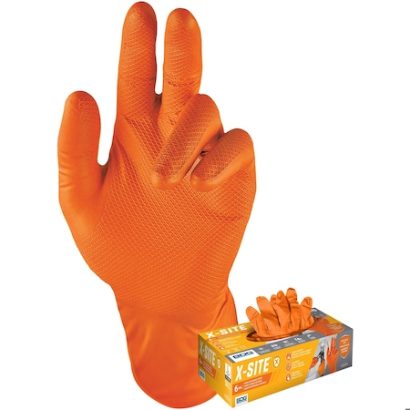 99-1-6100B, Disposable Gloves, 6 mil Palm, Nitrile, Powder-Free, S, 50 PK, Orange