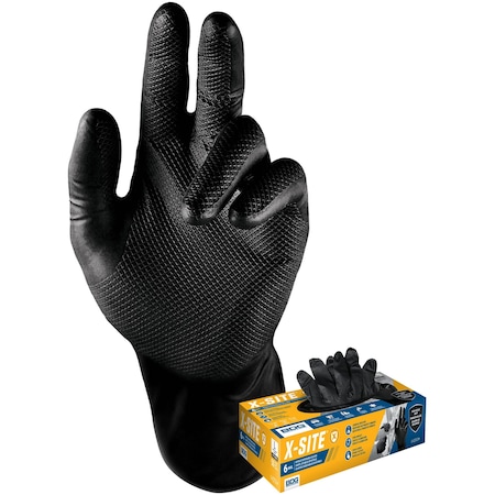 99-1-6000B, Disposable Gloves, 6 mil Palm, Nitrile, Powder-Free, L, 50 PK, Black