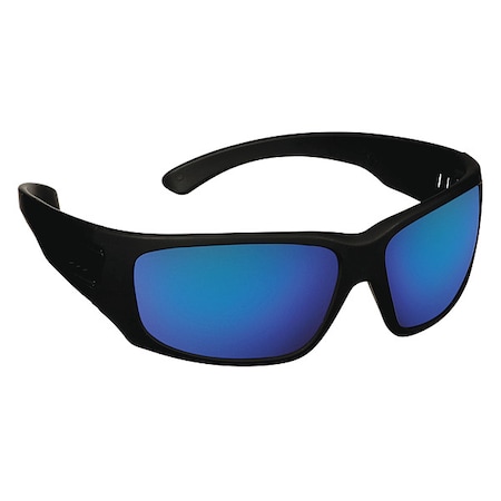 Maxim Elite 1000, Safety Glasses, Anti-Fog & Anti-Scratch, Blue/Violet Mirror Lens, Black Frame