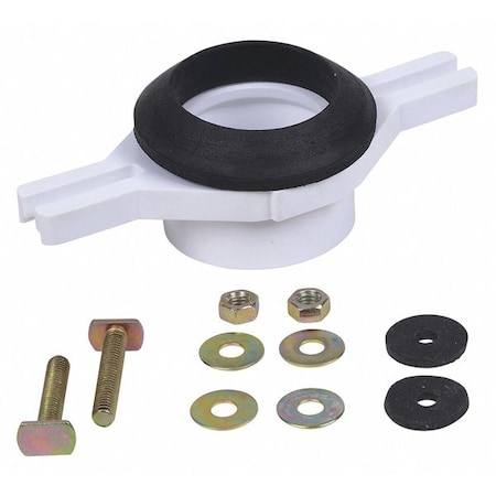 Urinal Flange Kit, PVC, White, Adjustable