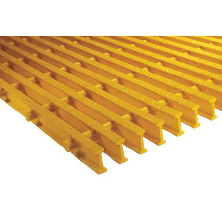 Fiberglass Pultruded Grating, 96 in Span, Grit-Top Surface, ISOFR Resin, Yellow